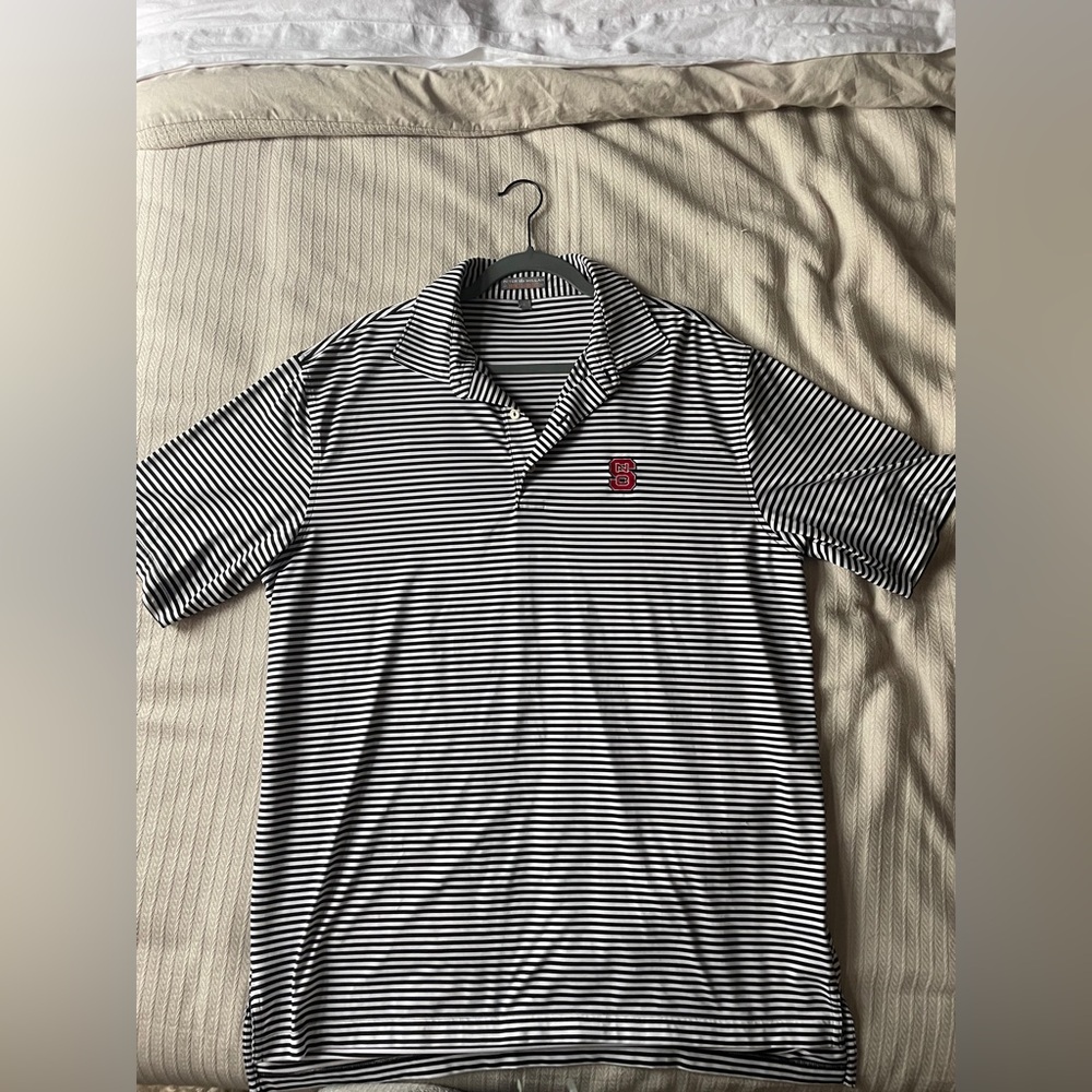 Peter Millar Navy and White Striped Polo Shirt